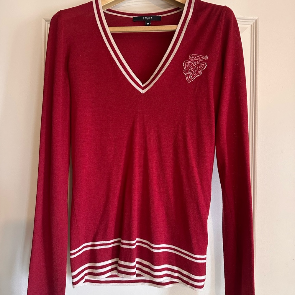 Gucci Red Sweater with White Trim
